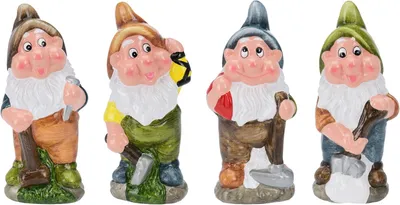 Zdjęcie produktu dla mucHome zestaw 4 krasnali ogrodowych, wysokość 20 cm, ceramika odporna na warunki atmosferyczne, krasnale ogrodowe - krasnal ogrodowy do dekoracji ogrodu