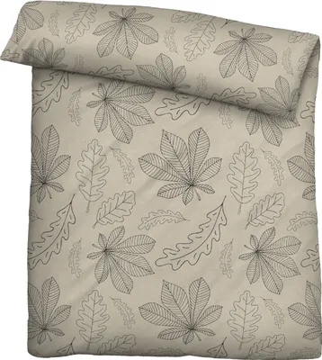 Produktbild von Biberna Melange Flanell-Bettwäsche Blätter 135x200 cm 80x80 cm beige