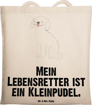 Produktbild von Mr. & Mrs. Panda Schultasche Kleinpudel Lebensretter - Transparent - Geschenk, Pudel, Shopping Tasche, Beutel, Tote Bag, Laptoptasche