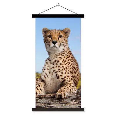 Produktbild von MuchoWow® Textilposter Leopard - Tiere - Natur 40x80 cm mit schwarzem Rahmen - Wandemalerei