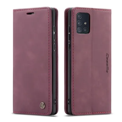 Immagine prodotto di Custodia Galaxy A71, Custodia retrò in Finto cuoio, tasche per carte, chiusura magnetica, custodia con funzione stand per Samsung Galaxy A71 Rosso