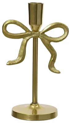 Produktbild von Kerzenständer Schleife gold Ø 8,5 cm H: 21 cm - Alu