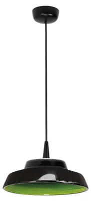 Image de Circus Black Suspension Led, Diffuseur En Céramique Artisanale, Finition Verte, 8W, 3000K, Diamètre 24 Cm, Installation Polyvalente