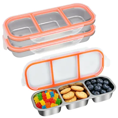 Snackbox-Set Edelstahl 3er 600 ml Bento-Box mit Deckel
