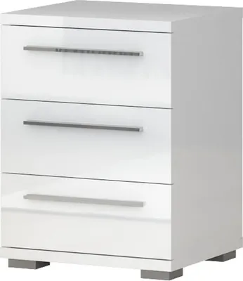 Produktbild von Nachtkästchen Siumu 19, Farbe: Weiß / Weiß Hochglanz - 61 x 45 x 40 cm (H x B x T)