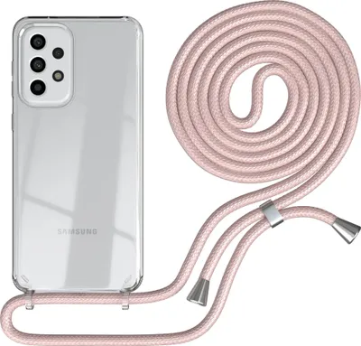 Produktbild von EAZY CASE Handykette kompatibel mit Samsung Galaxy A33 5G, Handyhülle mit Umhängeband, Handykordel, Schutzhülle Clear, Band in Rosa