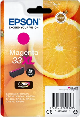Immagine prodotto di Epson C13T33634012 Confezione singola 33XL Claria Premium Ink Series 'Orange' Magenta, Colore:Magenta