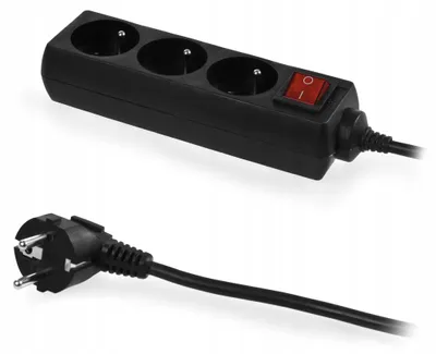 Zdjęcie produktu dla Przedłużacz Plast-Rol PS-370WS/3,0 ECO, czarny, 3 metry, 3 gniazda, włącznik