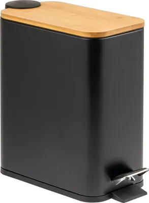 Produktbild von bremermann Abfalleimer mit Bambus-Deckel, Bad-Mülleimer mit Soft-Close, 5 l