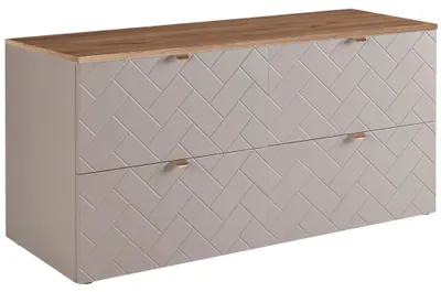 Produktbild von RODAN | Waschbeckunterschrank 120 cm - Beige Matt - Badezimmerschränke - Badmöbel - Waschbecken Unterschränke - Braune Arbeitsplatte