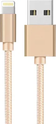 Image de Câble USB Lightning pour iPhone X / XS / XS MAX / XR / 8 / 8 PLUS / 7 / 7 PLUS / 6 / 6S / 6 PLUS / 6S PLUS / 5 / 5S / SE - Nylon tressé or 1m Phonillico®