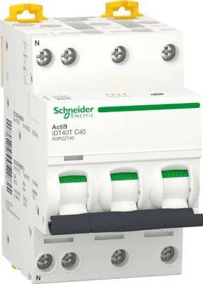 Image de Acti9 iDT40T - Disjoncteur modulaire - 3P+N - 40A - Courbe C - 4500A/6kA - SCHNEIDER ELECTRIC - A9P22740