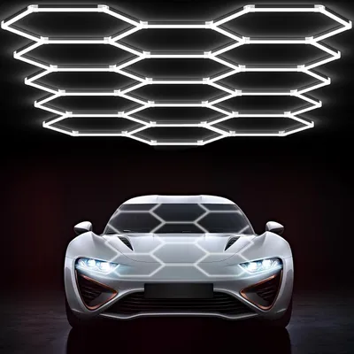 Obrázok produktu pre LED hexagonálne svietidlo Elfeland, 15 plástov, 220V, 6500K, stropné osvetlenie pre dielňu, prípravu automobilov, garáž, posilňovňu