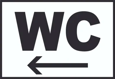 Produktbild von WC links Schild A3 Rückseite selbstklebend