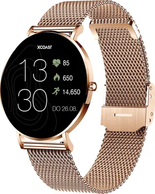 Produktbild von XCOAST SIONA2 MIT GRATIS ARMBAND Damen Smartwatch, AMOLED Display, ultraflach, iOS, Android, Wasserdicht, Puls/Blutdruck/Blutsauerstoff, 7 Tage Akku