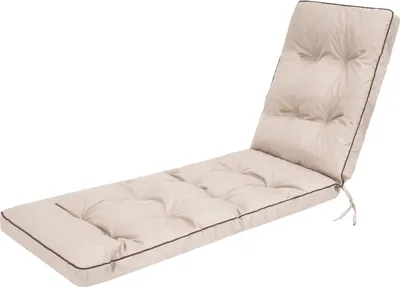 A beige chaise lounge cushion on a white background.