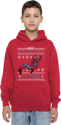 Obrázok produktu pre Spider-Man - Detský sveter s kapucňou, vianočný dizajn TV23176 (128) (červená)