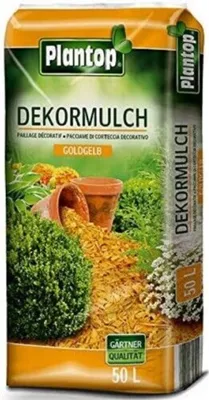 A bag of decorative mulch for gardening.