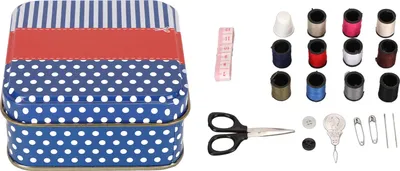 Immagine prodotto di kit da cucito portatile da 21 pezzi con bobina piccola, metro a nastro, forbici, infila ago, accessori per il viaggio