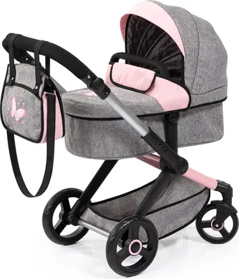 Image de Bayer Design 17033AA, poussette de poupée Xeo avec sac, gris denim avec papillon