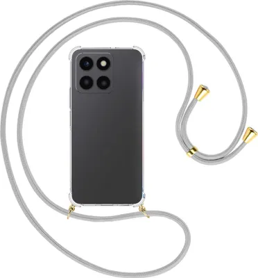 Produktbild von Handykette Backcover-Schutzhülle mit Band (Metall goldfarben) für Honor X6a (WDY-LX1, 6.56'') - silbergrau