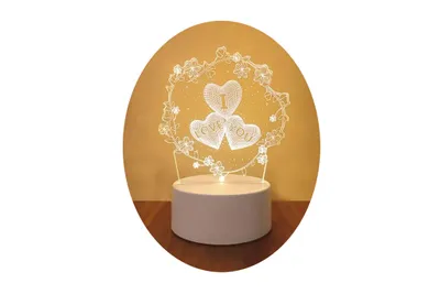 Zdjęcie produktu dla Oryginalna lampka nocna 3D - Kwiat i serce