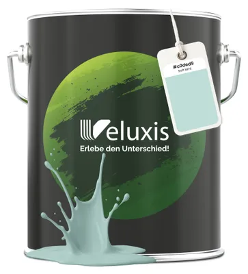 Produktbild von Wandfarbe Grün Mintgrün Hellblau Matt Innenfarbe – Deckkraft Klasse 1, VOC-frei, Ohne Grundierung, Tropfarm – Wohnzimmer & Schlafzimmer – 5L – Veluxis (Soft Mint)