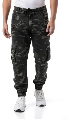 Produktbild von CD908 Herren Cargo Camouflage Jogger Jeans mit Zippern und Mehrfach-Taschen