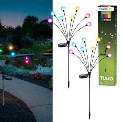 Produktbild von LUMILED 2 Stück Glühwürmchen Mehrfarbig RGB Solarlampe für Außen 70 cm Glühwürmchen Leuchte Garten Solarlampe mit Erdspieß Bienen Solar Wegeleuchte IP44 Spritzwasserdicht Garten Deko Rasen