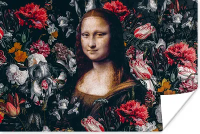 Produktbild von MuchoWow® Poster Mona Lisa - Da Vinci - Blumen - Gemälde 120x80 cm - Bilder