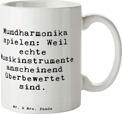 Produktbild von Mr. & Mrs. Panda haferl Spruch Mundharmonika Freude - Weiß - Geschenk, Musik, Teetasse, Humor, Kaffeebecher, Folklore, Instrument, Lernen, Trinkbecher, Kaffeetasse, Tasse