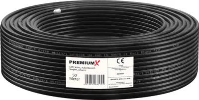 Produktbild von Premium X CAT 7 Outdoor Netzwerkkabel 50m S/FTP 10 Gbit/s PE AWG23/1 Simplex schwarz