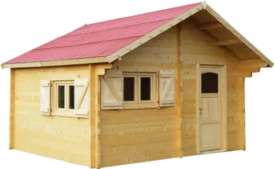 Image de Abri Cozy Double Pente 24,96 m² – Épicéa Massif 60 mm – Feutre Bitumé – Sans Plancher