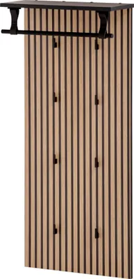 Hangpaneel mit Haken, Akustik-Look, 50x20,9x110,6 cm, schwarz matt