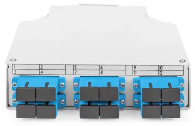 Imagen del producto de Digitus DN-963890 DIGITUS LWL Hutschienenbox, OS2, bestückt, mit SC-Adapter