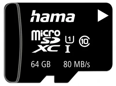 Produktbild von Hama microSDXC 64GB Class 10 UHS-I 100MB/s + Adapter
