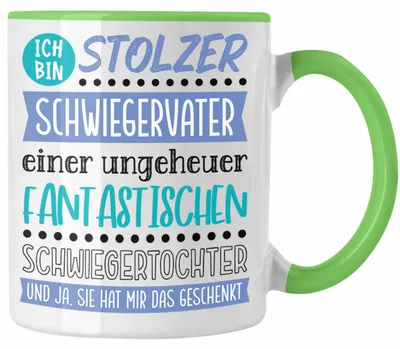 Produktbild von Bester Schwiegervater Tasse Geschenk Geburtstag Spruch Bester Schwiegerpapa Der Welt Vatertag Lustige Geschenkidee Tochter (Grün)