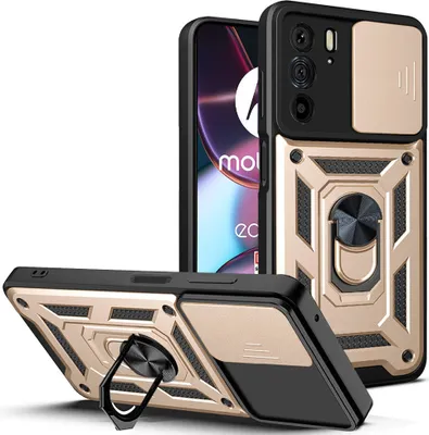Produktbild von Motorola Edge 30 Pro Hülle mit Ring Ständer Halter Dia Kameraschutz TPU PC Schutzhülle für Motorola Edge 30 Pro Gold