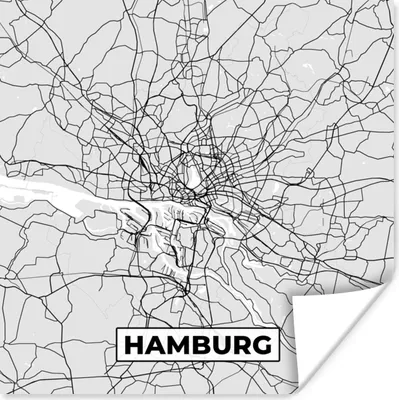 Produktbild von MuchoWow® Poster Karte - Deutschland - Hamburg - Karte - Stadt 100x100 cm - Babyzimmer