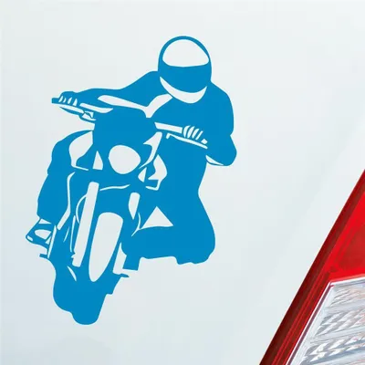 Produktbild von Auto Aufkleber Motorrad Biker Mopped 12x9 cm Hellblau Sticker Heckscheibenaufkleber