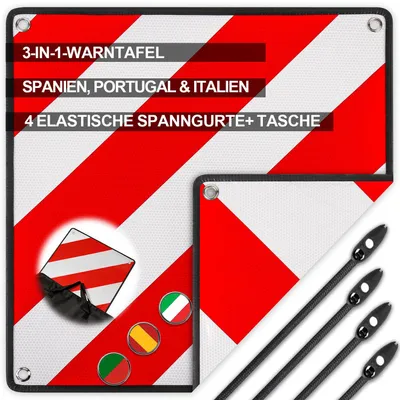 Immagine prodotto di Segnaletica di avvertimento 3-in-1 per Italia, Spagna e Portogallo, 50 x 50 cm