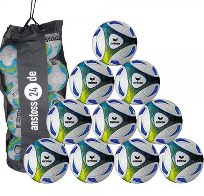 Produktbild von Ballset erima Hybrid Trainingsball - Blau inkl. Ballsack 10 Bälle