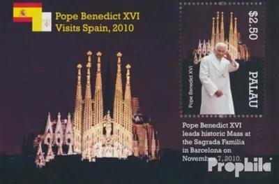 Produktbild von Briefmarken Palau-Inseln 2011 Mi Block234 (kompl.Ausg.) postfrisch Spanien-Besuch Papst Benedikt XVI.
