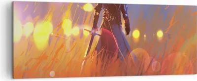 Produktbild von Bild auf Leinwand - Leinwandbild - Krieger Schwert - 140x50cm - Wand Bild - Wanddeko - Wandbilder - Leinwanddruck - Bilder - Kunstdruck - Wanddekoration - Leinwand bilder - Wandkunst - AB140x50-3819