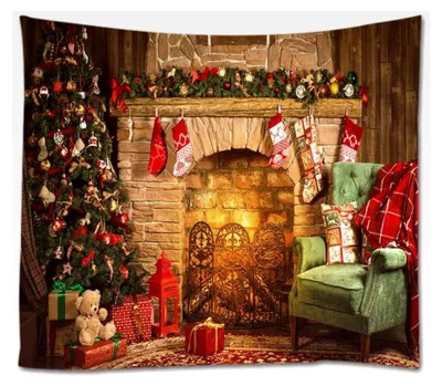 Produktbild von Wandteppich Weihnachten, Weihnachts-Wandteppiche für Schlafzimmer und Wohnzimmer, 200 x 150 cm
