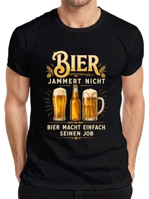Zdjęcie produktu dla Koszulka męska "Bier jammert nicht" (Piwo się nie narzeka), czarna, rozmiar M
