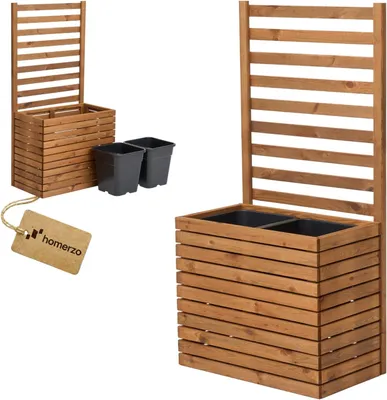 Obrázok produktu pre Kvetináč s oporou – Drevený kvetináč – Opora na rastliny – Záhradný kvetináč – Balkónový kvetináč – 18 litrové plastové vnútorné kvetináče