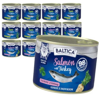 Zdjęcie produktu dla Baltica Excellent Mix Smaków 12x185g Bezzbożowa Mokra Karma Dla Kota Łosoś z Indykiem i Tuńczyk z Kurczakiem