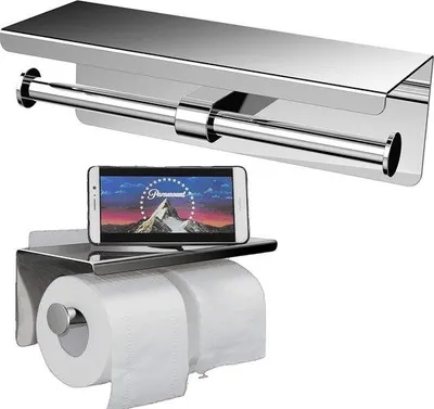 Produktbild von Famanu Toilettenpapierhalter aus Edelstahl - Doppel, ohne Bohren