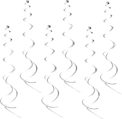 Produktbild von Oblique Unique 6 Wirbel Spiral Deckenhänger Girlande mit Spiegeleffekt für Silberhochzeit Geburtstag uvm. - silber